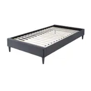 Arte King Single Bed Frame Fabric Upholstered Mattress Platform Base - Mid Grey