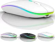 Neises Bluetooth Mouse for iPad, MacBook Air/Mac/MacBook Pro/Mini/iPad Pro/iMac/Laptop, Rechargeable Wireless Mouse for MacBook Air/MacBook Pro/Chromebook/Laptop/PC (White)
