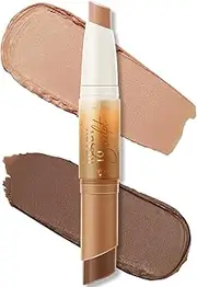FOCALLURE 2 in 1 Cream Bronzer and Highlighter Stick,Non-greasy & Non-drying Contour Pencil,Easy to Create a Natural Matte Finishing,Long Lasting & Waterproof Face Brighten Make up Pen,MOCHA CHIFFON