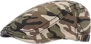 [Fasbys] Newsboy Cap Hat Mens Ivy Cabbie Hunting Military Hats Camouflage Peaked Golf Hat Flat Driving Cap, Style0413-gr, One Size