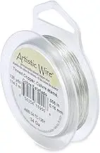 Artistic Wire, 34 Gauge Tarnish Resistant Tinned Copper Craft Jewelry Wrapping Wire, Silver Color, 125 yd