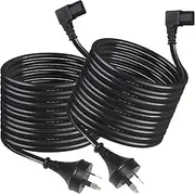 IEC 5M Power Lead 90 Degree Right Angled C13 Plug 5 Meter 3 Point Kettle Cable 10A 250V Black 2 Pack