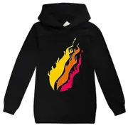 Kids Boys Prestonplayz Print Sleeve Hooded Hoodie Casual Pullover Tops Black 13-14 Years
