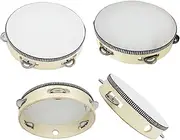 STARTIST 4X 8 inch Wooden Tambourine Toy Beat Instrument Kids Gift Party KTV Round Professional Handheld Drum Musical Educational Toy
