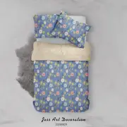 3D Fish Leaves Cartoon Pattern Quilt Cover Set Bedding Sets Pillowcases Queen