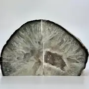 Agate Bookends Crystal Geode Center Natural Stone Book End Bookshelf Decor (CA)