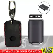 For Mazda 3 CX-5 3 Buttons Leather Black Car Key Cover Fob Remote Case 2019 2020