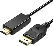 Displayport DP to HDMI Cable, Male to Male HD 4K 1080P High-Speed Display Port, One-Way Transmission DP Computer to HDMI Screen Compatible for PC, Laptop, Projector, TV- Black