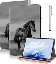 [TUOLISG] Case for Samsung Galaxy Tab S6 Lite 10.4 2024/2022/2020, Folio Flip PU Leather Tablet Case for Galaxy Tab S6 Lite SM-P610/P613/P615/P619/P620/P625/P627, Black Horse