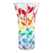 Murano Glass Vase Rainbow Multi Coloured Flower Hand Made Millefiori 21cm High