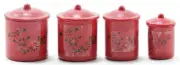 Dollhouse Miniatures 1:12 Scale Red Canister Set with Decals, 4pc #IM65331