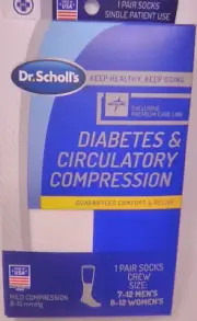 Dr Scholl’s Premium Diabetes Circulatory Compression Unisex Crew Socks Size 7-12