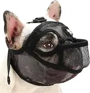 BARKLESS French Bulldog Muzzle, Short Snout Mesh Dog Muzzle with Tongue Out Design for Flat Face Dog Shih Tzu English Bulldog,Prevent Biting Chewing Allows Grooming