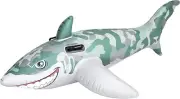 H20GO! Bestway Inflatable Army Shark Ride On 72x40 Pool Float Rider NIB