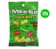 12x Bags Mike and Ike Filled Bites Assorted Fruit Flavors Soft Chewy Candy- 3oz