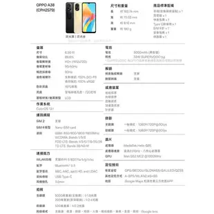 OPPO A38 (4GB/128GB) 6.56吋雙主鏡頭雙卡防水大電量手機 贈『手機指環扣 *1』