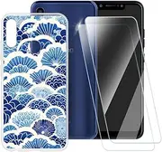 Wave Texture Pattern Case Compatible with Tecno Camon 11 + [2 Pack] Screen Protector Tempered Glass, Shockproof Case Cover for Tecno Camon 11 Pro (6.2 inch)