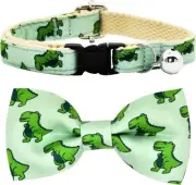 Dinosaur Cat Collar Bow Tie Breakaway Safety Plastic Buckle, Adjustable Bowtie