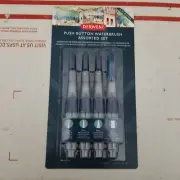 Derwent Push Button Waterbrush Assorted Set Tips Pack of 4 Watercolor Painting