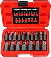 17Pcs Screw Extractor Set, Hex Head Multi-Spline Easy Out Bolt Extractor Tool, Screw Remover Kit, Portable Broken Screw Remover Kit, Bolt Extractor kit for Removing Stripped Studs, Bolts, Screws