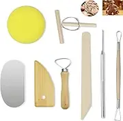 Emapoy 8 Pack Polymer Clay Tools, Ceramic Pottery Tools, Clay Sculpting Tools, 8 Pieces Wooden Pottery Sculpting Clay Cleaning Tool Set, 8-Piece Wooden Pottery Clay Wax Tool Kit for Beginners