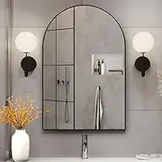 NEUWEABY Arched Wall Mirror for Bathroom, 20"x30" Arched Mirror Wall Mounted Mirror with Metal Frame, Black Vanity Mirror Decor for Mantle, Bedroom, Entryway, Living Room