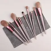 Makeup Brush Set 10 Pcs Premium Synthetic Foundation Powder Concealers Eye shadows Blush Pink Makeup Brushes with Pink Storage Bag