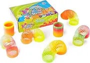 Super Z Outlet Classic Novelty Colorful Rainbow Neon Plastic Spring Toy for Birthday Party Favors, Bag Fillers, Gift (12 Pack)
