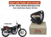 For Royal Enfield New Bullet 350 "Metallic Black Right Side Panel With Sticker" (for: Royal Enfield)