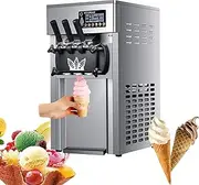 Commercial Soft Ice Cream Machine, 1200W 18L/H Electric Soft Serve Ice Cream Maker, Ice Cream Machine Professional with LED Display, 3 Flavors, for Restaurants Snack Supermarkets
