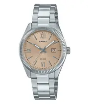 Casio Analog Stainless Steel Peach Dial Quartz LTP-1302DD-4A2V 50M Ladies Watch