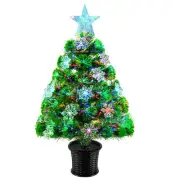 Fiber Optic Small Christmas Tree,22inch Prelit Artificial Tabletop Xmas Tree,...