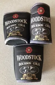 Woodstock BOURBON Stubby Holders Can Coolers Lot Of 3 Stubbie holders New Stock
