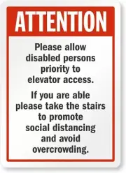 Allow Disabled Persons Priority To Elevator Access Aluminum Weatherproof 8" x