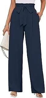 [KORSIS] Women's Wide Leg Lounge Pants Lightweight High Waisted Loose Work Elastic Casual Outfits Trousers with Pockets (S-2XL)