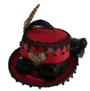 Deluxe Velvet 4.25" High Steampunk Full Size Top Hat Removable Goggle & Feathers