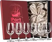 Port and Dessert Wine, Sherry, Cordial, Aperitif Tasting Glasses | Set of 6 Small Chrystal 7 oz Sippers | Mini Short Stem Nosing Taster Copitas | After Dinner Drink Glassware