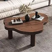 Irregular Cloud Shape Coffee Table, Solid Wood Modern End Table with 3 Legs, Cute Round Corner Design for Living Room and Bedroom Decor, Thickened Furniture Piece