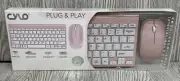 CYLO Plug & Play Wireless Mouse and Keyboard PINK & White Universal PC or MAC