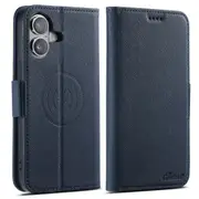 For iPhone 16 Plus Case Leather Wallet Cover Compatible with Magsafe Navy Blue