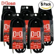 5-PACK Hosa HPP-005X2 5FT Dual 1/4" TRS Male Stereo Balanced Interconnect Cable
