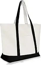 DALIX 22" Heavy Duty Cotton Canvas Tote Bag (Zippered)