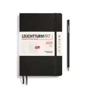 Weekly Planner & Notebook 2025, Softcover (Black) - A5