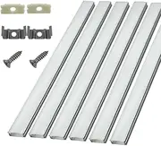 HAMRVL 6-Pack 30cm/1ft 17.2x7mm Led Aluminum Channel System U Shape with Cover, Led Strip Light Diffuser Track with White End Caps and Mounting Clips Accessories for Under Counter Light Fixture