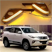 LED DRL Daytime Running Light Front Fog Lamps with Turn Signal Accessories Compatible With Toyota Fortuner 2015 2016 2017 2018 2019 2020