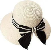 [Artist Unknown] NA Summer Ladies Straw hat Sun hat UV Protection can be Folded and Packaged for Travel Beach Ladies L Beige