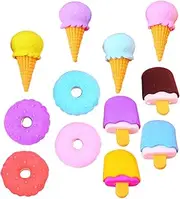 jojofuny 12Pcs Dessert Shaped Mini Erasers Fun Multi Function Pencil Accessories for Portable and Delicate Design for Classroom and Study Supplies