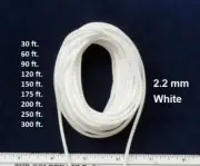 2.2 mm White Lift Pull String Cord for Window Blinds & Shades, 30-300 ft