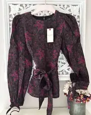 TED BAKER Terre Blouse RRP £110 Size 2 UK 10 Top Floral