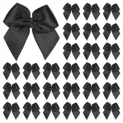 50-Pack Mini Craft Ribbon Bow 1x1 Inch for Craft DIY[Black]